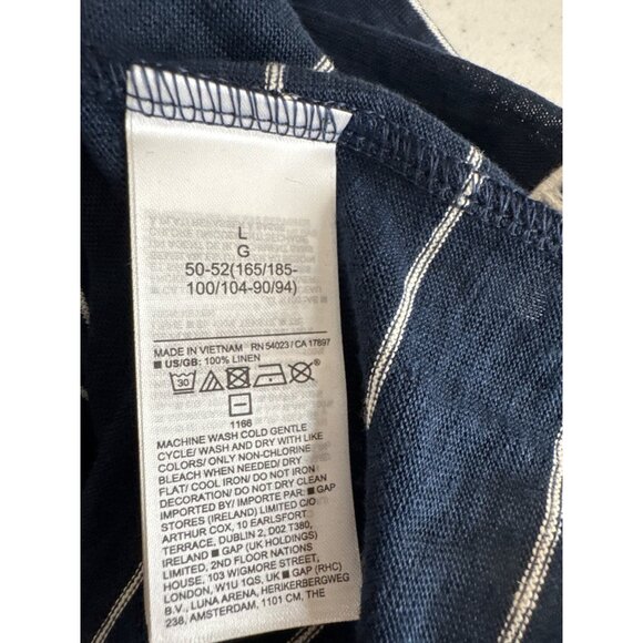 Banana Republic women's Navy  White Striped Tank Top size Large Linen knit - Picture 5 of 5